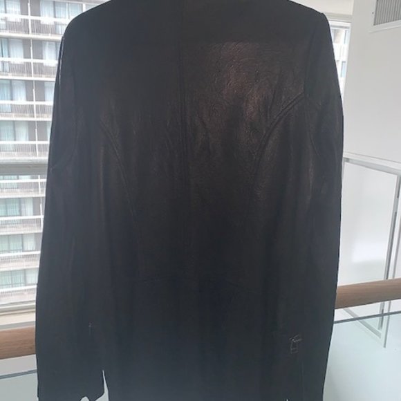 Black Leather Blazer Coat - Picture 7 of 10